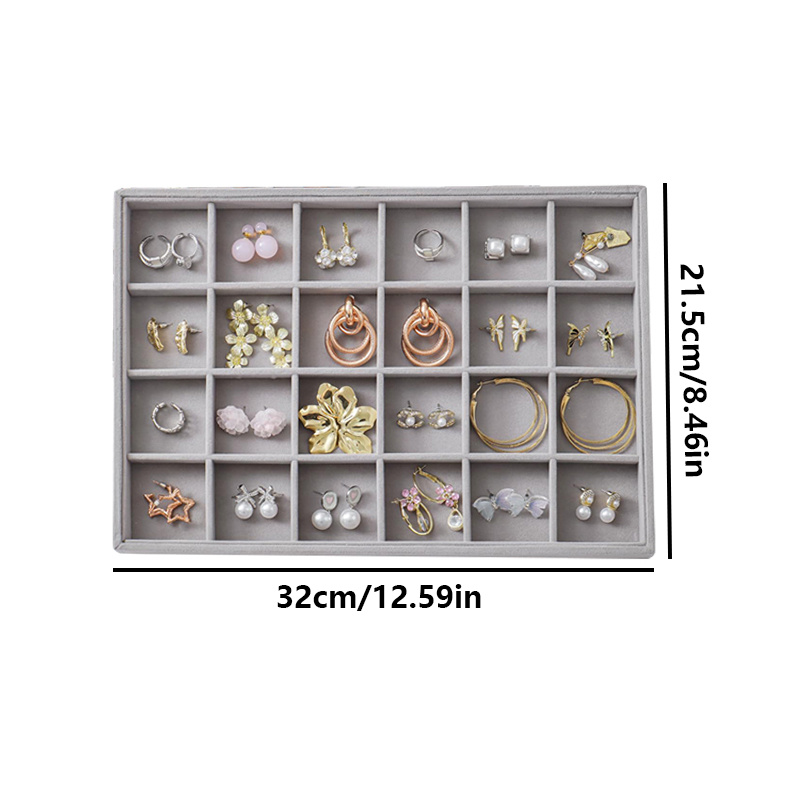 2pcs Large Velvet Jewelry Tray with Drawer, Stackable
